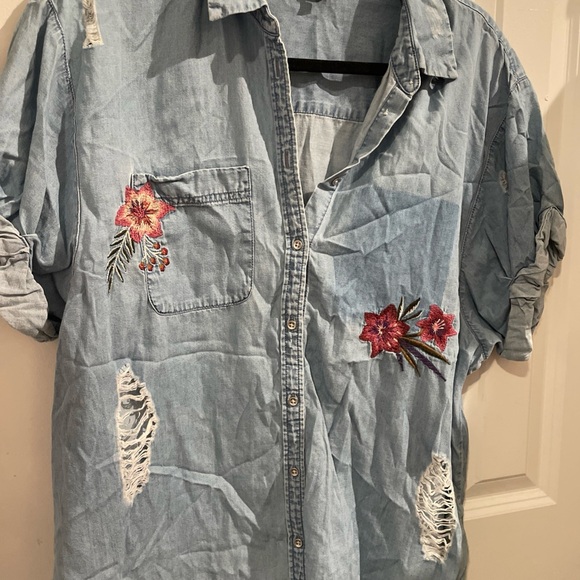 Express Light Blue Denim Shirt - Picture 1 of 4